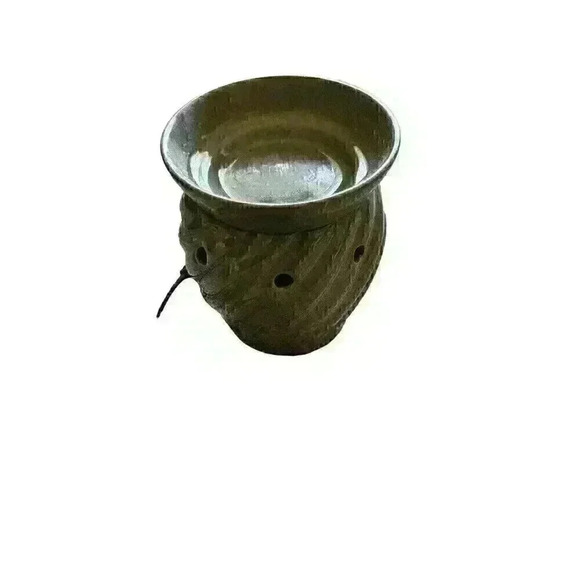 Scentsy SPARROW Wax Warmer Earth Color GREEN Ceramic ~Retired RARE Free Wax Gray - Picture 2 of 5